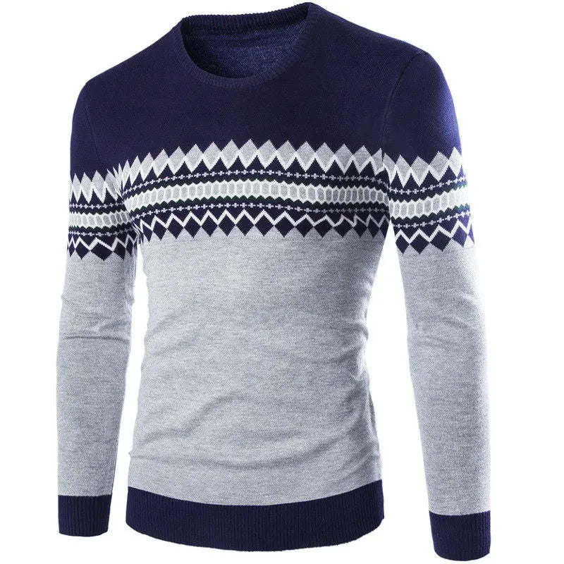 Men's O-Neck Acrylic Long Sleeves knitted Pullover Slim Sweater