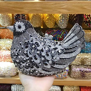 Women's Metallic Hasp Closure Sparrow Pattern Wedding Clutch