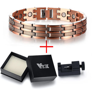 Men's Metal Copper Hidden-Safety Clasp Trendy Round Bracelet