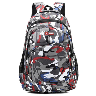 Kid's Nylon Zipper Closure Camouflage Trendy School Backpack