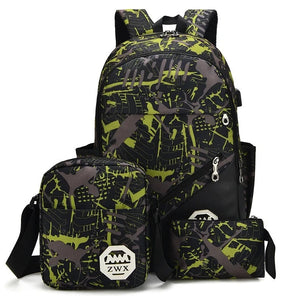 Kid's Oxford Zipper Closure Camouflage Pattern School Backpack