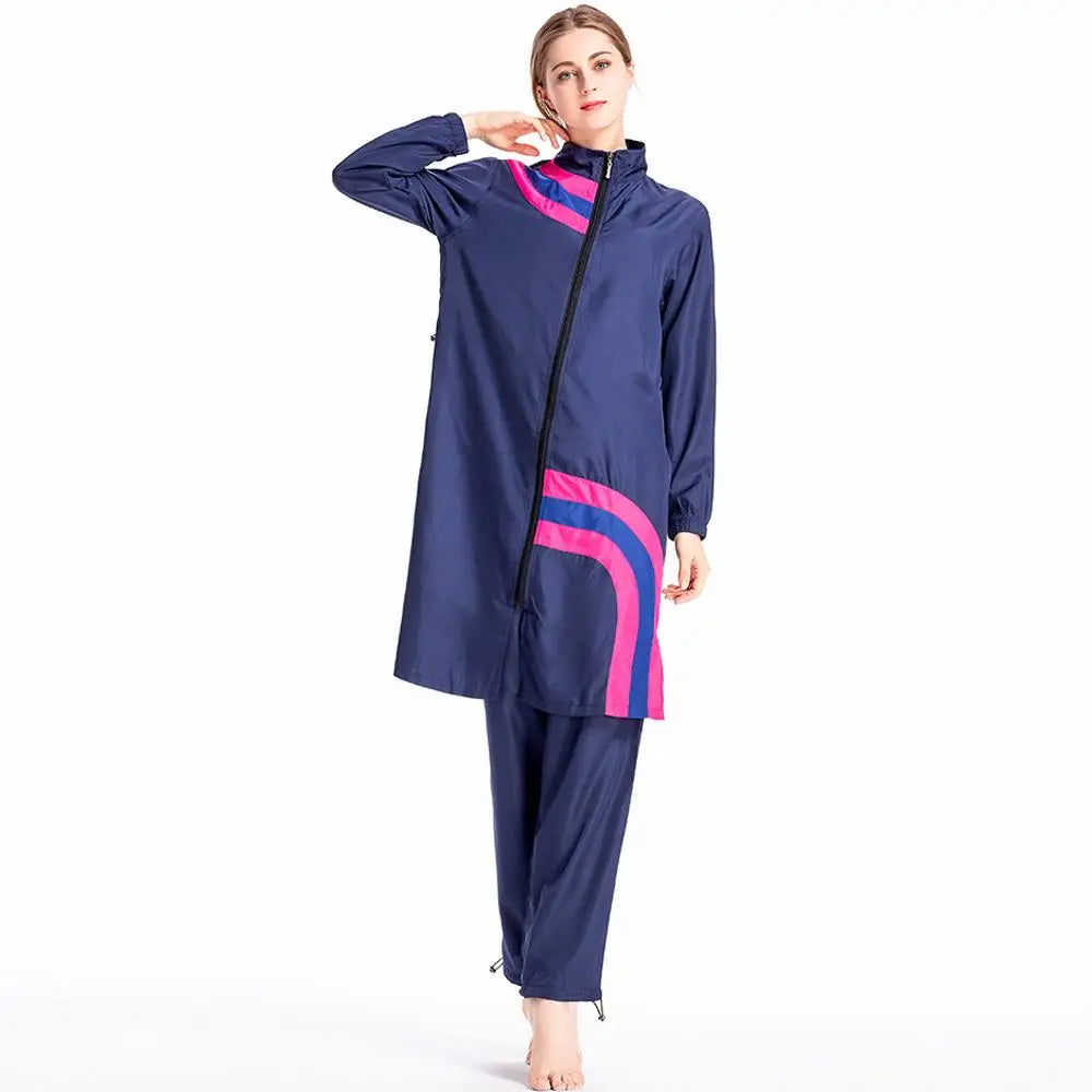 Women's Arabian Polyester Full Sleeves Mixed Colors Swimwear Set