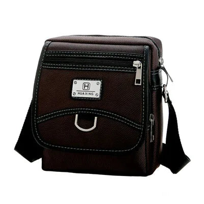 Men's Oxford Zipper Closure Solid Pattern Crossbody Shoulder Bag