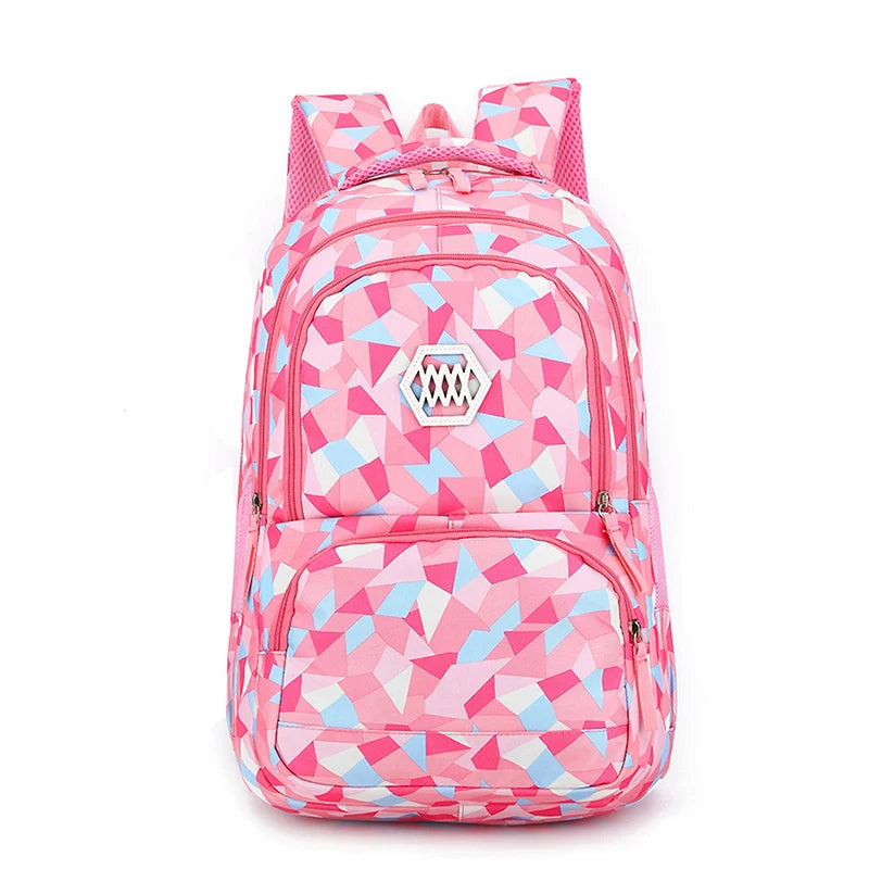 Kid's Girl Oxford Zipper Closure Waterproof School Backpack