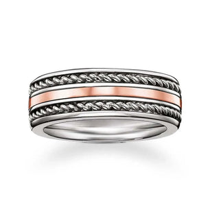 Women's 100% 925 Sterling Silver Geometric Pattern Trendy Ring
