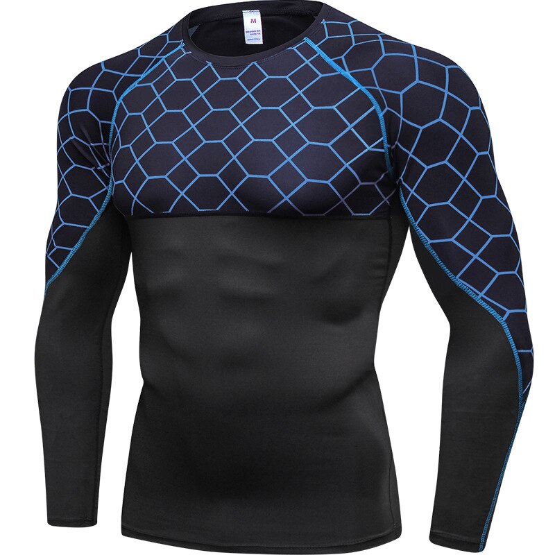 Men's Polyester O-Neck Full Sleeve Printed Pattern Sport T-Shirt