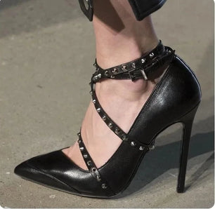 Women's PU Pointed Toe Buckle Strap Closure Formal Wear Shoes