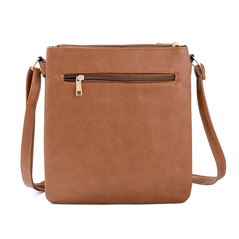 Women's PU Zipper Closure Solid Pattern Casual Shoulder Bag