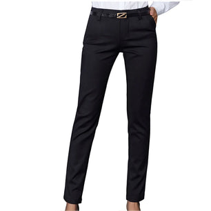 Women's Spandex High Elastic Waist Zipper Fly Closure Formal Pants