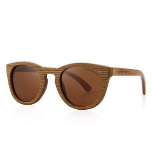 Women's Wooden Frame Polycarbonate Lens Cat Eye Retro Sunglasses