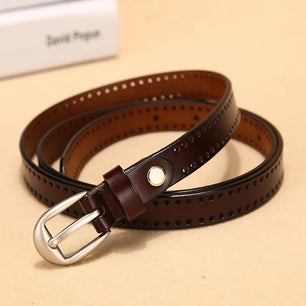 Women's Cowskin Pin Buckle Closure Patchwork Trendy Straps Belts