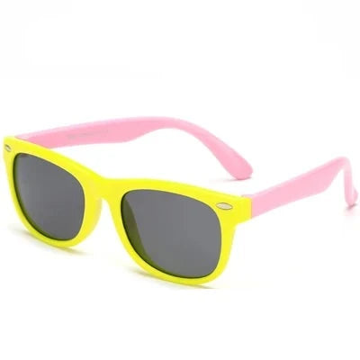 Kid's Acetate Frame Polycarbonate Lens Square Shaped Sunglasses