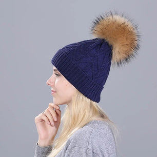 Women's Wool Solid Pattern Casual Wear Knitted Winter Warm Hat