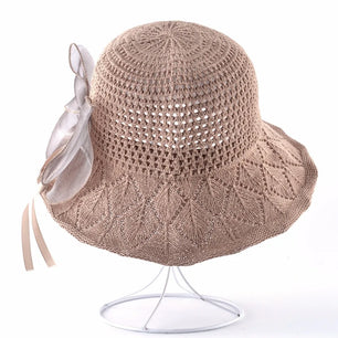 Women's Polyester Solid Pattern Sun Protection Formal Beach Hat