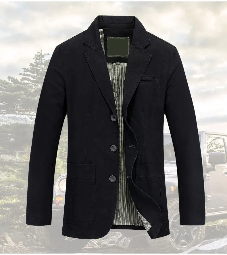 Men's Cotton Full Sleeve Single Breasted Plain Pattern Jacket