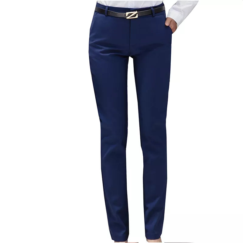 Women's Spandex High Elastic Waist Zipper Fly Closure Formal Pants