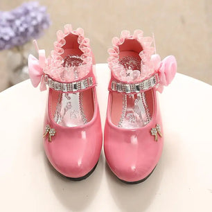 Kid's PU Round Toe Non-Slip Rhinestone Pattern Formal Shoes