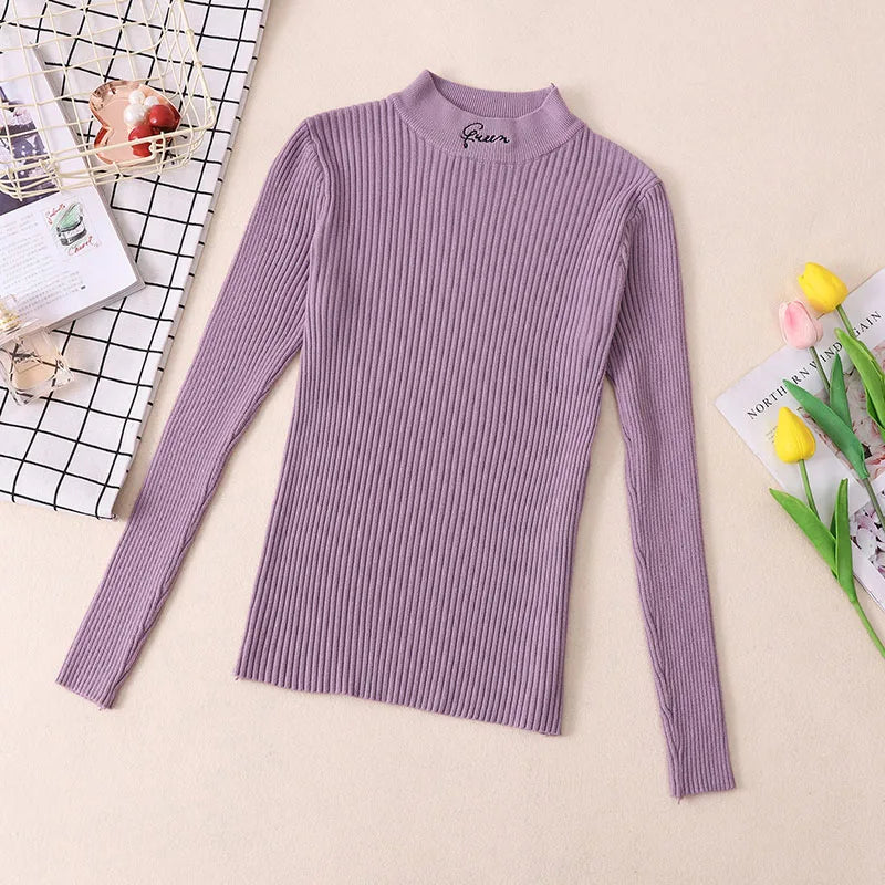 Women's Acrylic Turtleneck Full Sleeves Solid Pattern Sweater