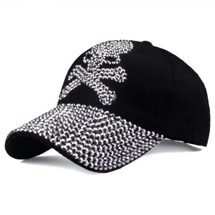 Women's Cotton Adjustable Strap Rhinestone Casual Baseball Caps