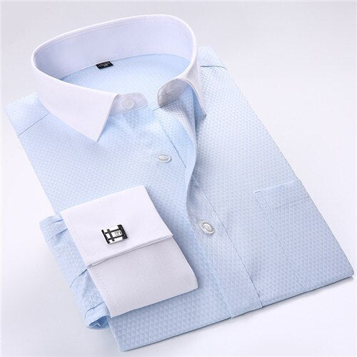 Men's Cotton Turn-Down Collar Single Breasted Formal Wear Shirt