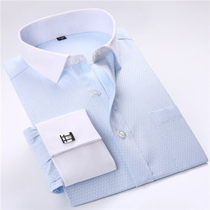 Men's Cotton Turn-Down Collar Single Breasted Formal Wear Shirt