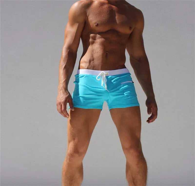 Men's Polyester Drawstring Closure Quick-Dry Swimwear Shorts