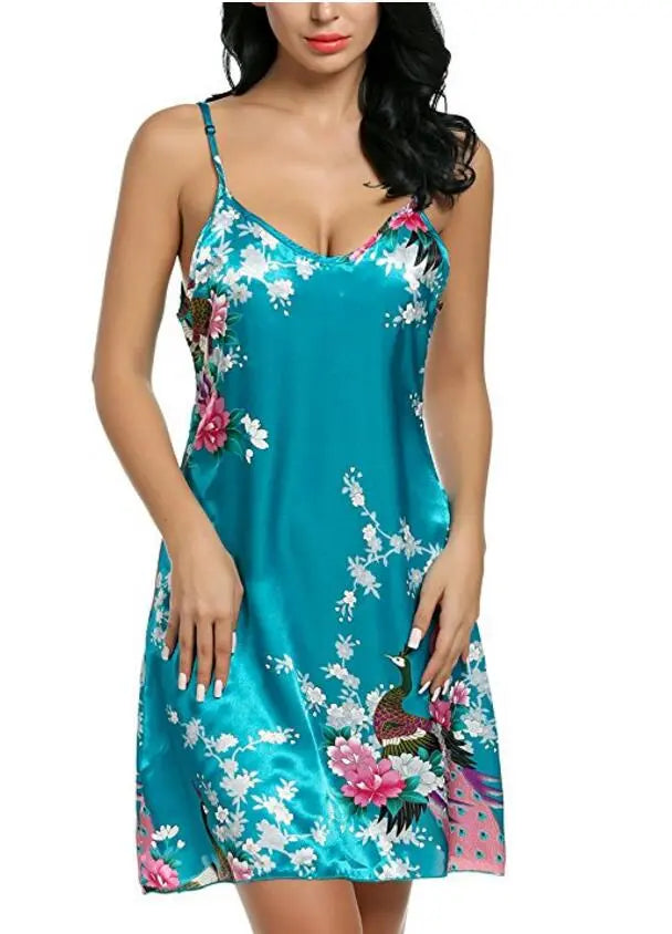 Women's Polyester Round Neck Sleeveless Nightgown Sleepwear Dress