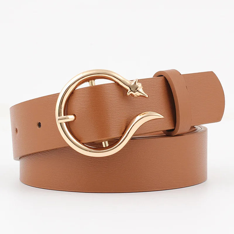 Women's 100% PU Buckle Closure Solid Pattern Trendy Waist Belts