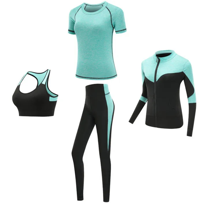 Women's Spandex Short Sleeves Running Fitness Sports Yoga Set