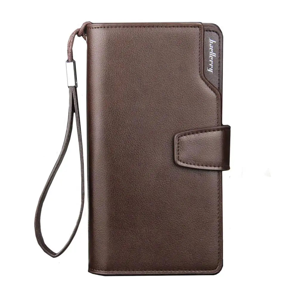 Men's PU Zipper Hasp Closure Large Capacity Card Holder Wallet