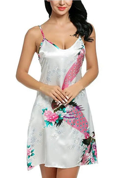 Women's Polyester Round Neck Sleeveless Nightgown Sleepwear Dress