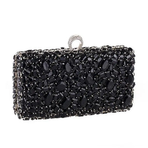 Women's Polyester Hasp Closure Rhinestone Pattern Evening Clutch