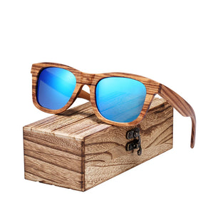 Women's Wooden Frame Polaroid Lens Square Shape Trendy Sunglasses