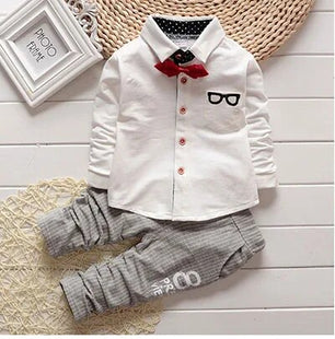 Kid's Turn-Down Collar Long Sleeve Solid Pattern Casual Clothes