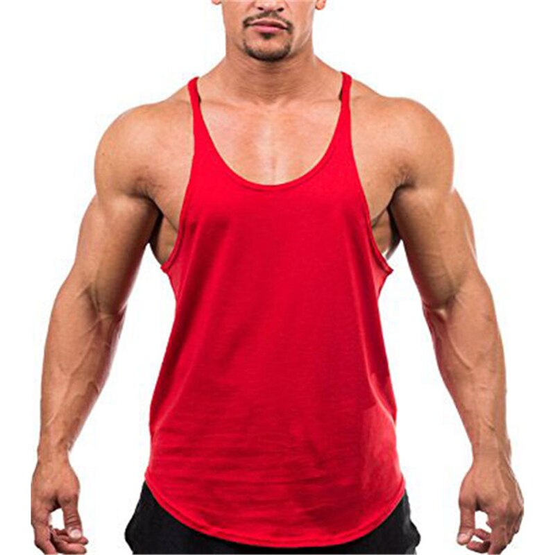 Men's Cotton U-Neck Sleeveless Solid Pattern Sports Workout Vest