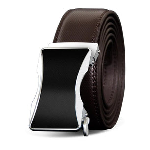 Men's Cowskin Automatic Buckle Closure Plain Pattern Strap Belts