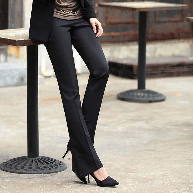 Women's Acrylic High Waist Zipper Fly Closure Formal Trousers