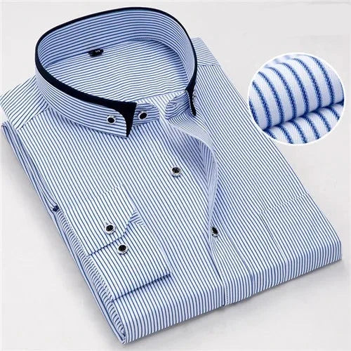 Men's Polyester Turn-Down Collar Full Sleeves Single Breasted Shirt