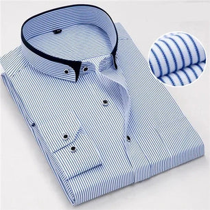 Men's Polyester Turn-Down Collar Full Sleeves Single Breasted Shirt