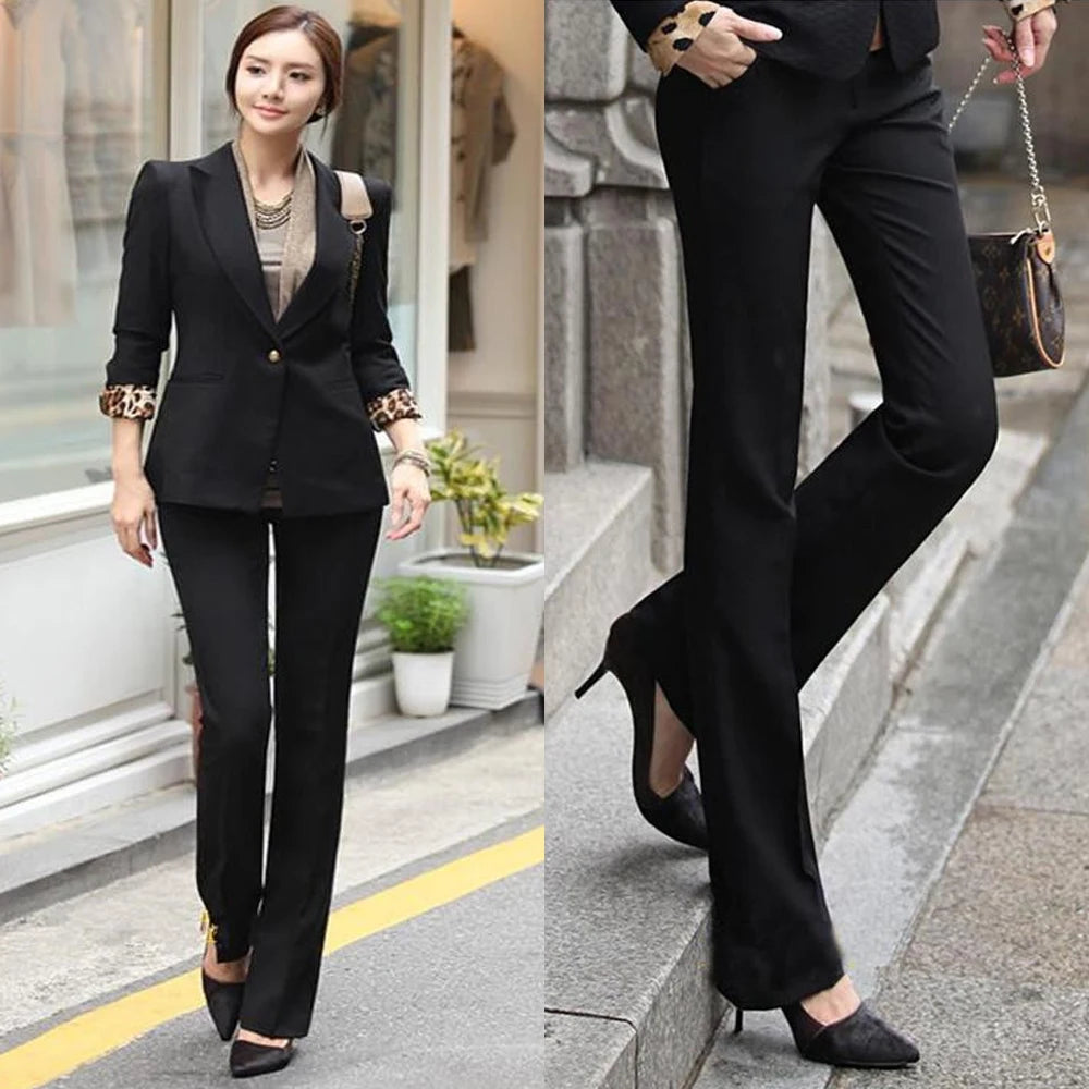 Women's Acrylic High Waist Zipper Fly Closure Formal Trousers