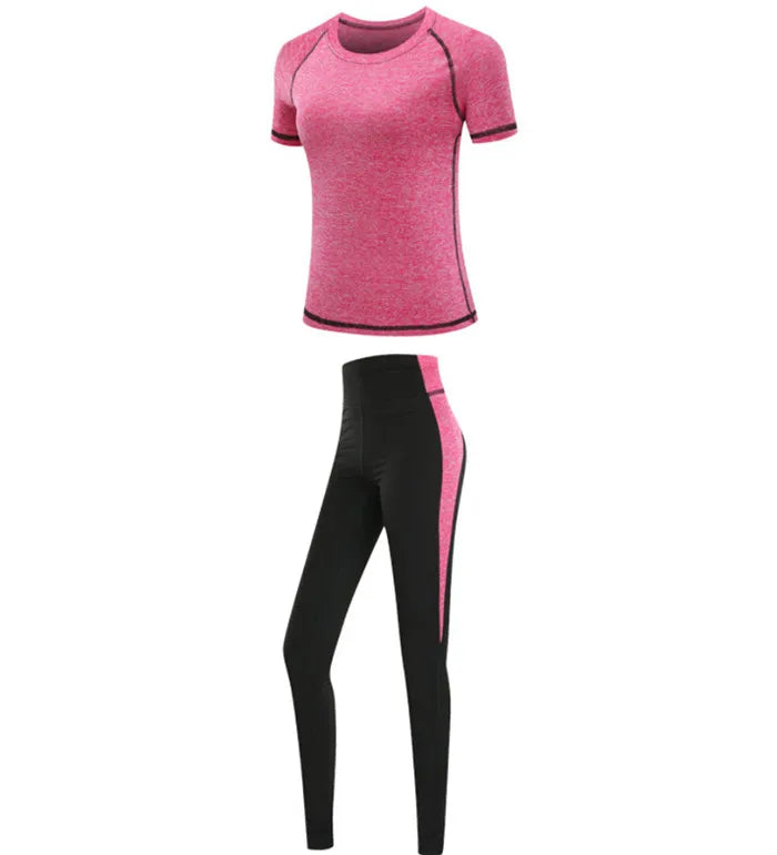 Women's Spandex Short Sleeves Running Fitness Sports Yoga Set