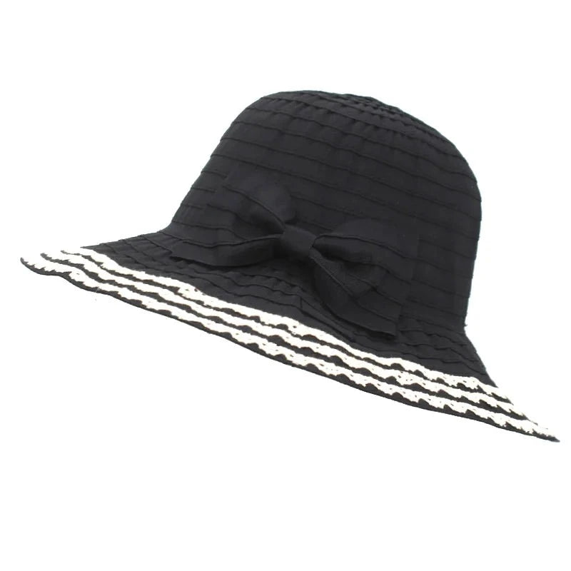 Women's Polyester Solid Pattern Sun Protection Trendy Beach Hat