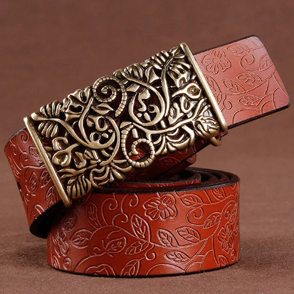 Women's Cowskin Patchwork Pattern Casual Wear Waistband Belts