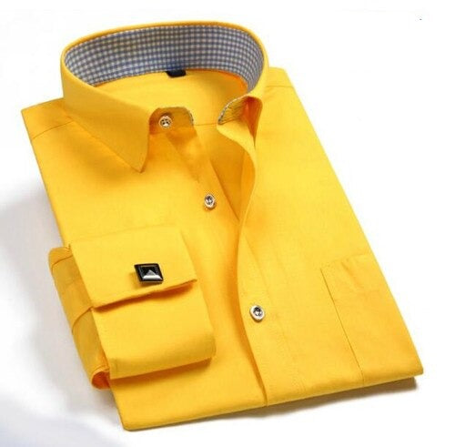 Men's Cotton Turn-Down Collar Single Breasted Formal Wear Shirt