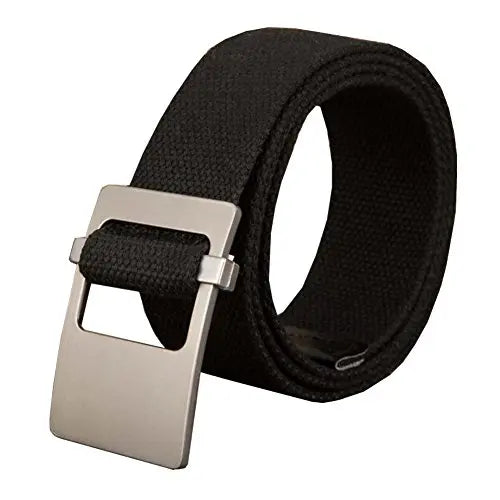 Men's Canvas Buckle Closure Plain Pattern Trendy Military Belts