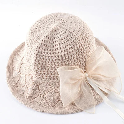 Women's Polyester Solid Pattern Sun Protection Formal Beach Hat