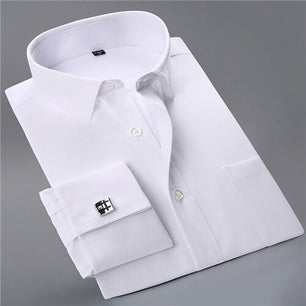 Men's Cotton Turn-Down Collar Single Breasted Formal Wear Shirt