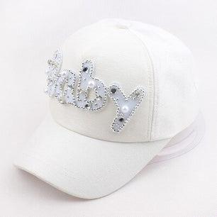 Women's Cotton Pearl Pattern Casual Wear Hip-Hop Snapback Caps