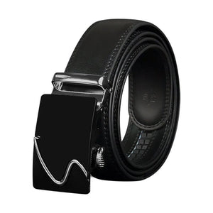 Men's Cowskin Automatic Buckle Closure Plain Pattern Strap Belts