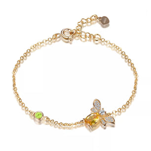 Women's 100% 925 Sterling Silver Citrine Geometric Bracelet